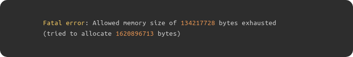 Array и timestamp.  Allowed memory size of N bytes exhausted